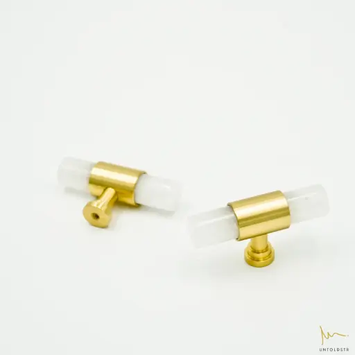 [07LDQ 白水晶单孔] CRYSTAL T-KNOB - WHITE (OLD)